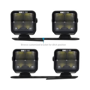 Ford Bronco Light Pods - Ditch - Borne Off-Road - 3x3 Flood, 4-piece - `21-`27
